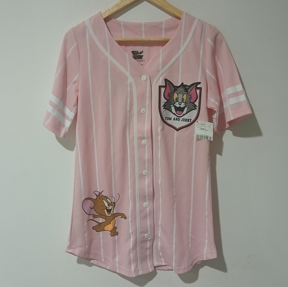 TOM & JERRY Pink Baseball Jersey Juniors Size: L (NEW) - Picture 1 of 7